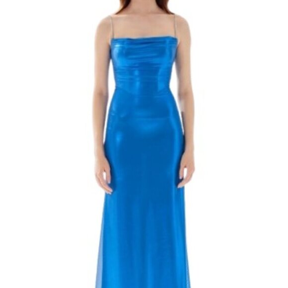 NWT Tarik Ediz 52057 Tulle Prom Dress Blue Size 8 - Picture 1 of 7